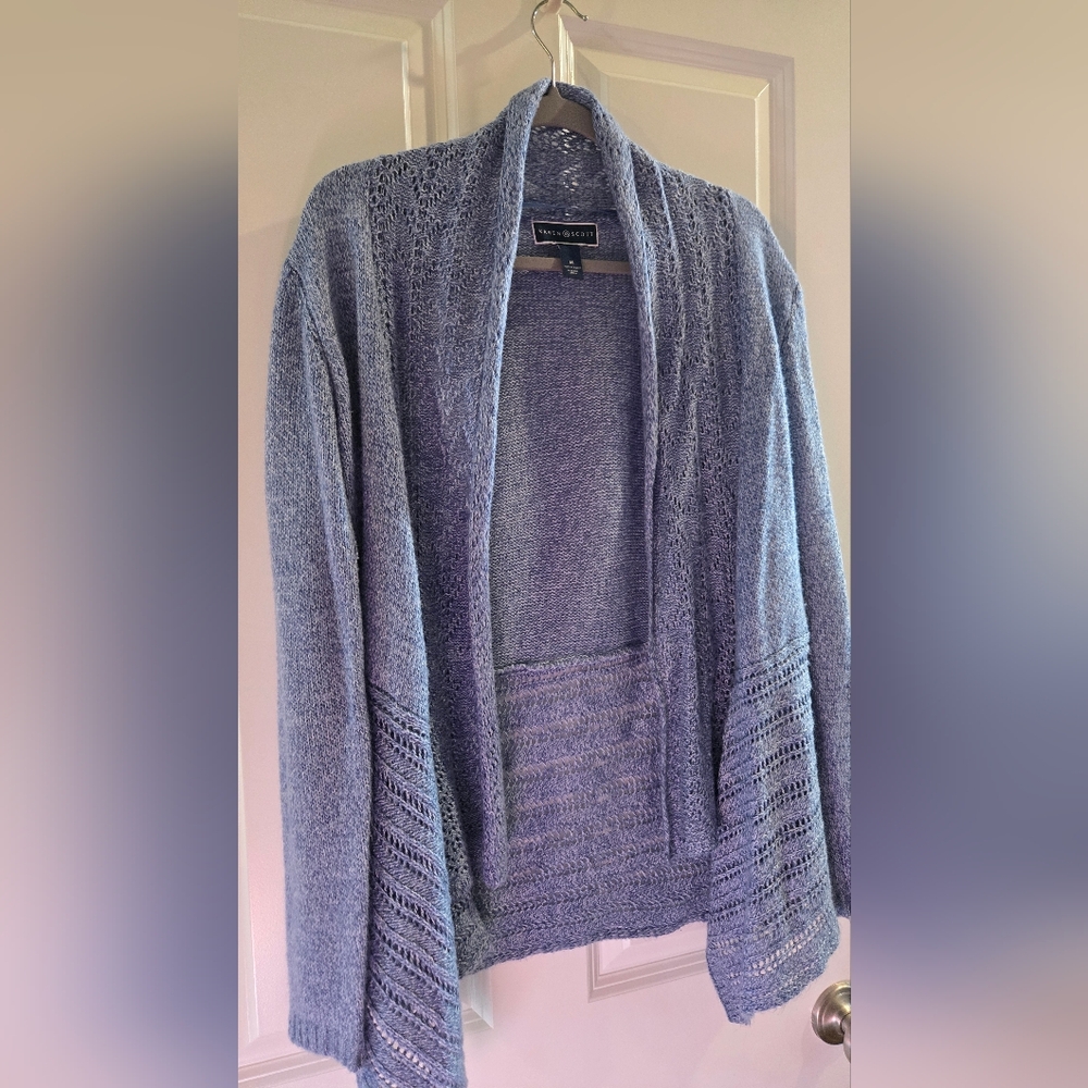 Karen Scott Women's Light Blue Knit Cardigan